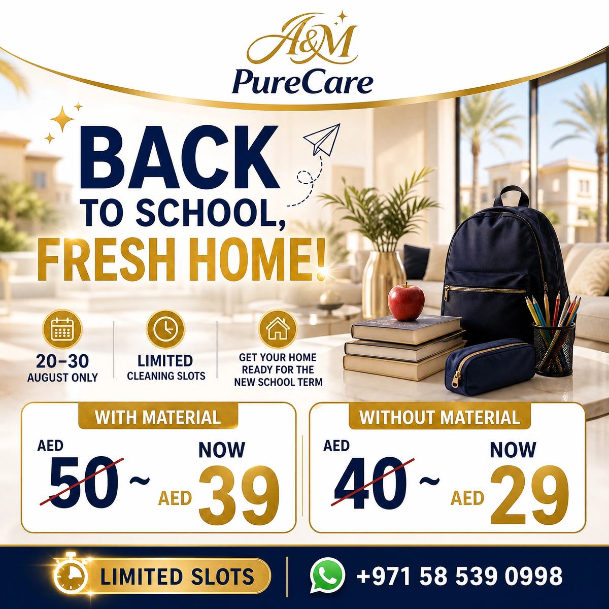 A&M PureCare Back to School fresh home cleaning offer