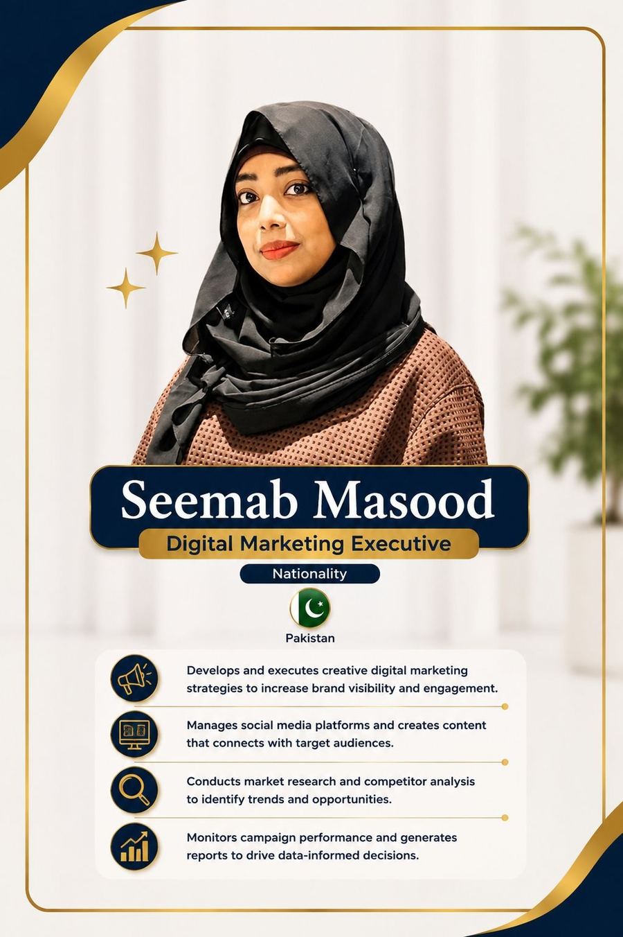 Seemab Masood, Digital Marketing Executive, A&M PureCare